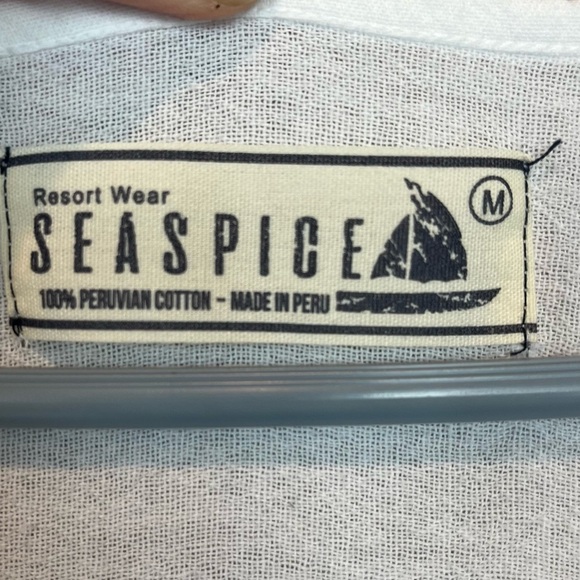 Peruvian Cotton Resortwear White Maxi Kaftan Cover Up Fringe Sz M Made in Peru - Picture 7 of 13